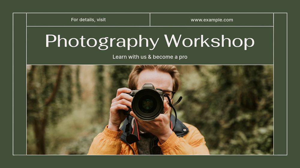 Photography workshop blog banner template, editable design