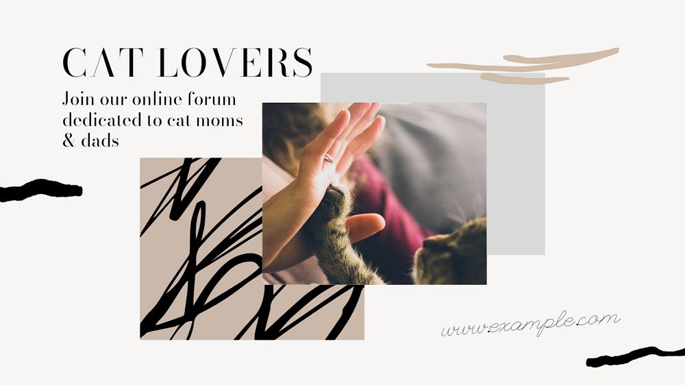 Cat lover blog banner template, editable design