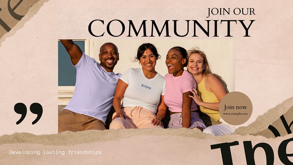 Join our community blog banner template, editable design