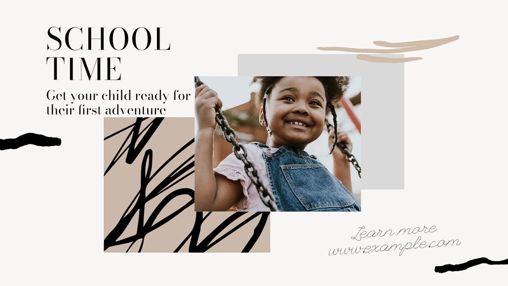 School time blog banner template, editable design