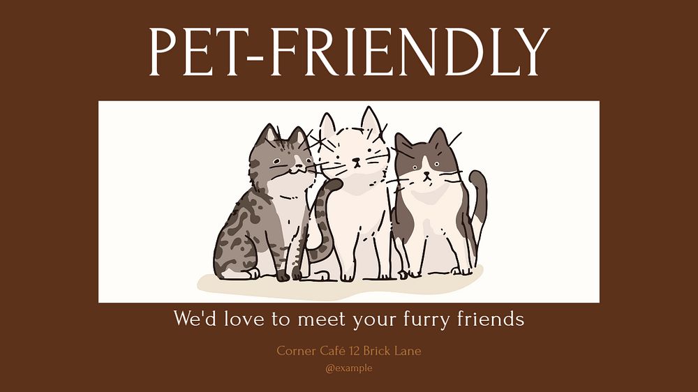 Pet-friendly cafe blog banner template, editable design