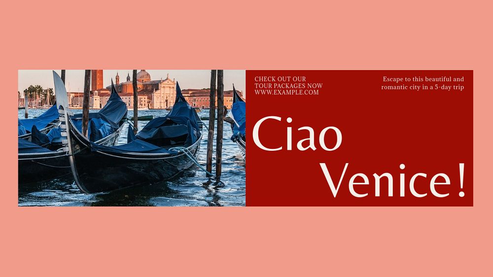 Venice travel blog banner template, editable design