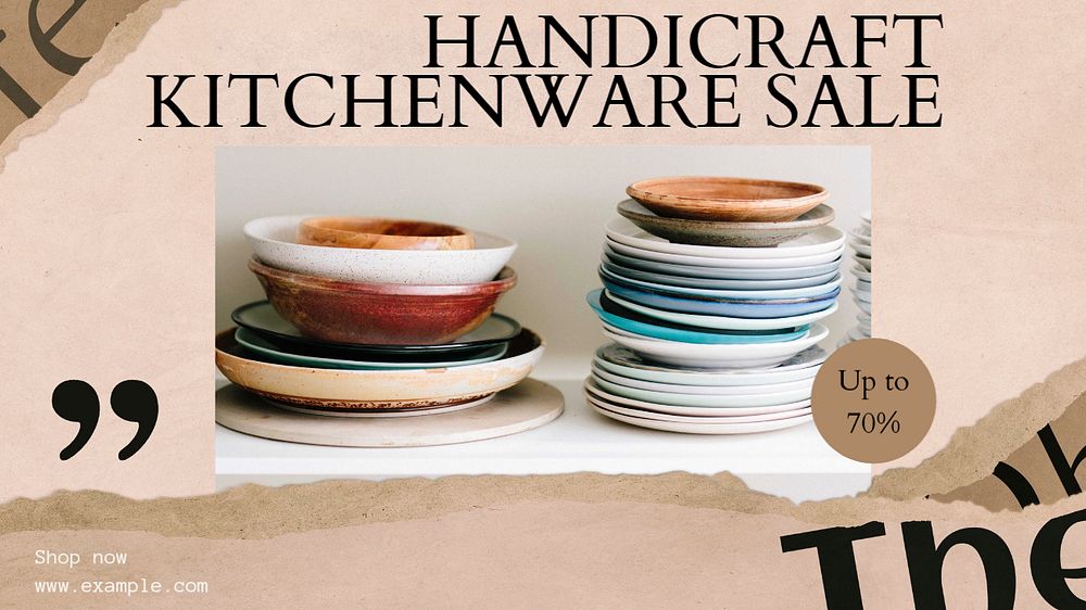 Kitchenware sale blog banner template, editable design