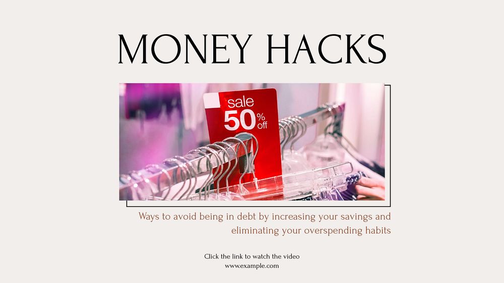 Money hacks blog banner template, editable design