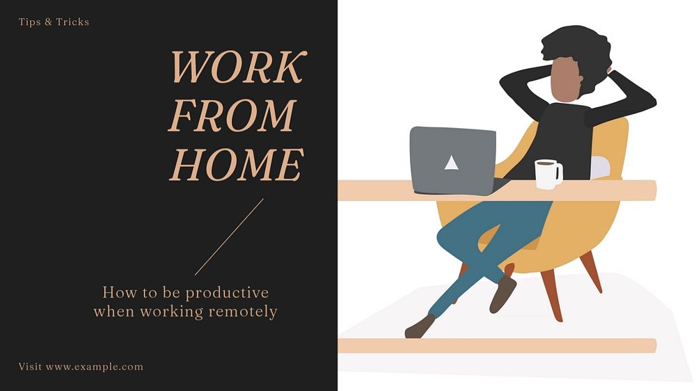 Work from home blog banner template, editable design