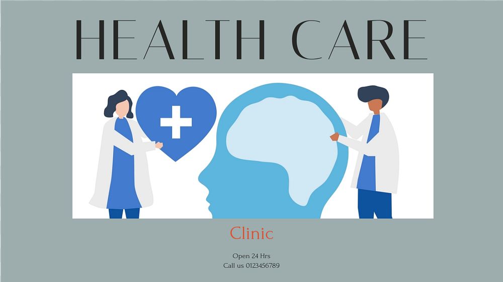 Health care clinic blog banner template, editable design