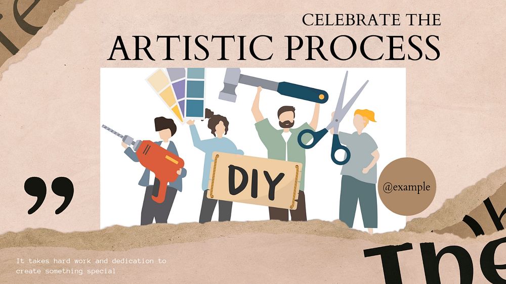 Artistic process blog banner template, editable design