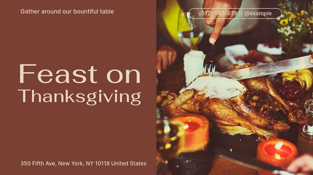 Thanksgiving dinner holiday blog banner template, editable design