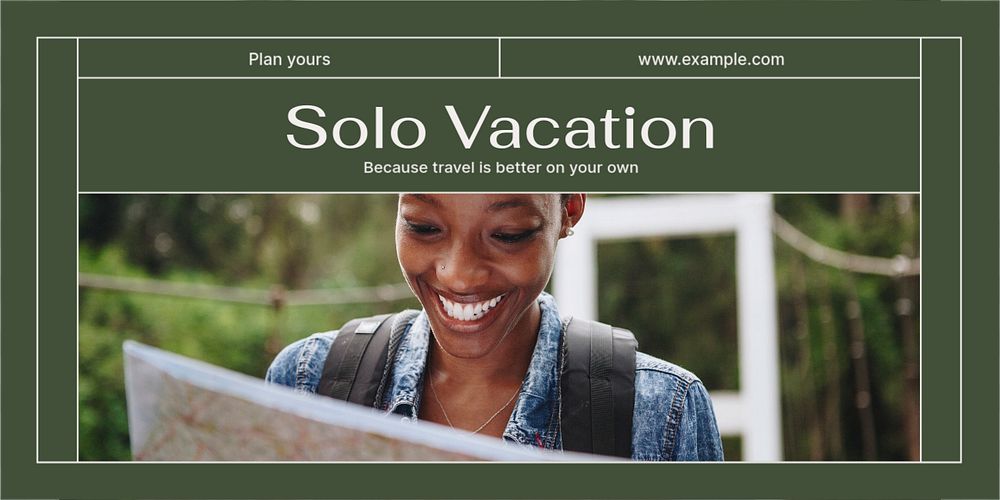 Solo travel Twitter ad template, editable text