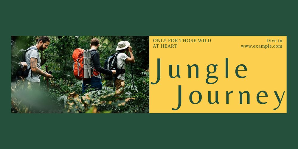 Jungle journey Twitter ad template, editable text