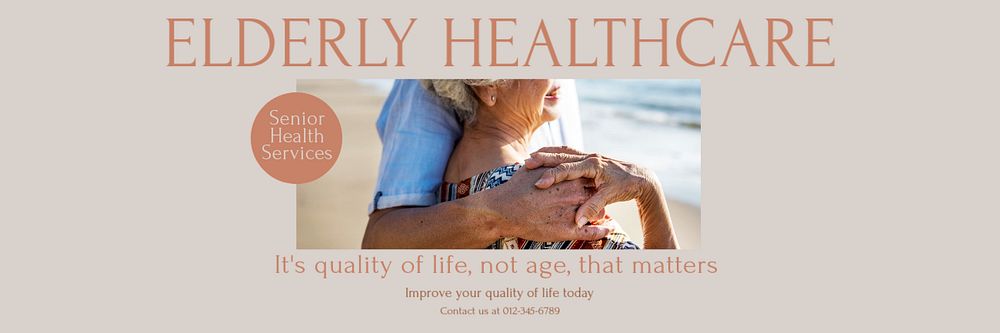 Elderly healthcare email header template, editable text