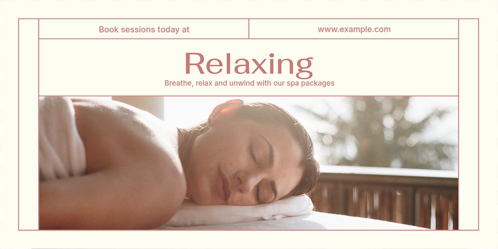 Relaxing spa Twitter ad template, editable text