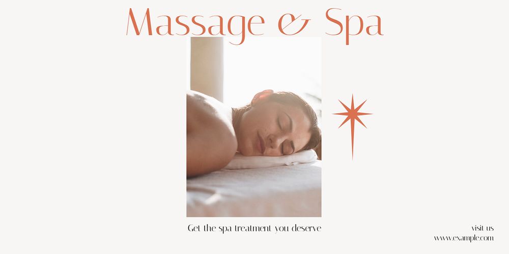 Massage & spa Twitter ad template, editable text