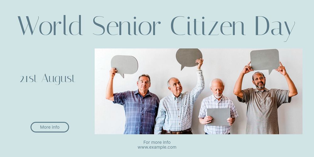 Senior citizen day Twitter ad template, editable text