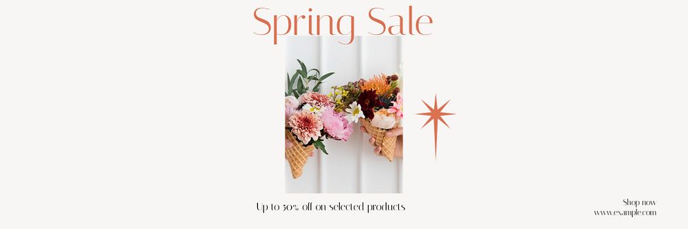 Spring sale email header template, editable text