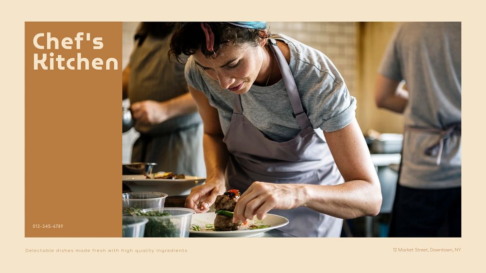 Chef's kitchen blog banner template, editable design