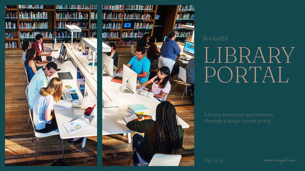 Library portal blog banner template, editable design