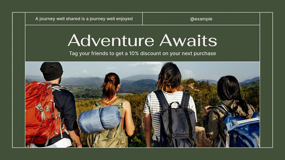 Adventure awaits blog banner template, editable design