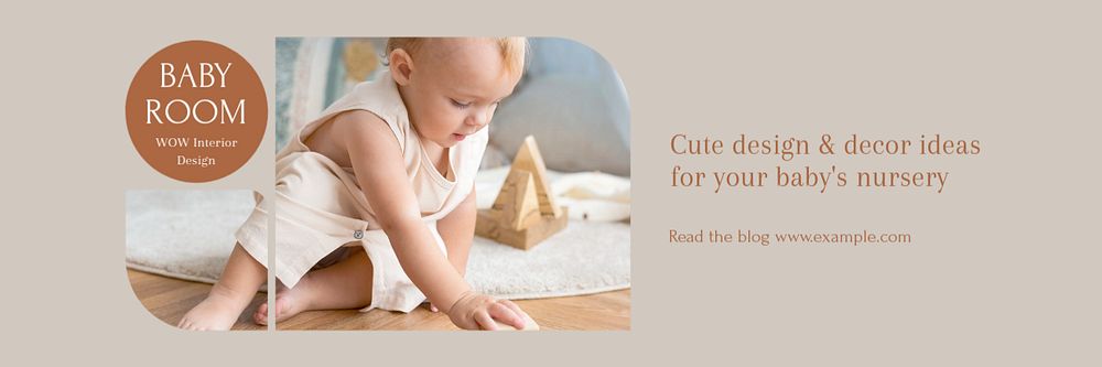 Baby room email header template, editable text