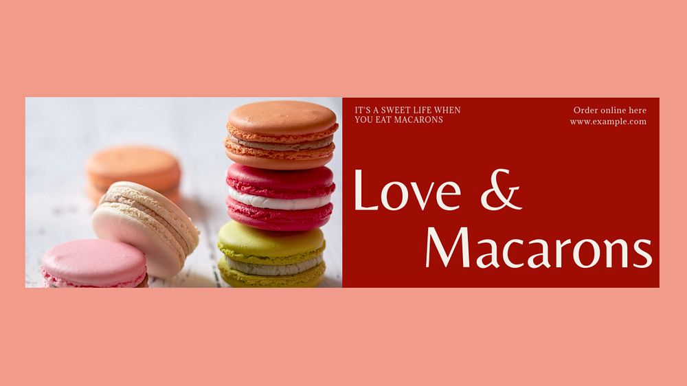 Macarons blog banner template, editable design