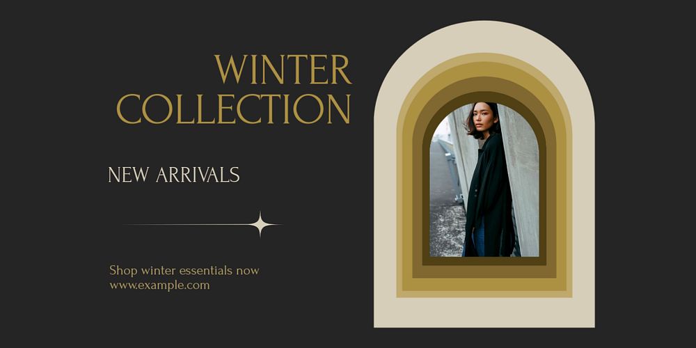 Winter collection Twitter ad template, editable text