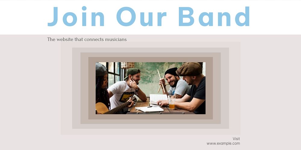 Join our band Twitter ad template, editable text