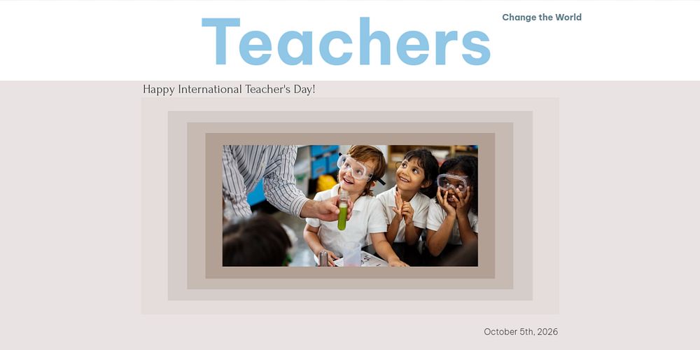 Teacher day Twitter ad template, editable text