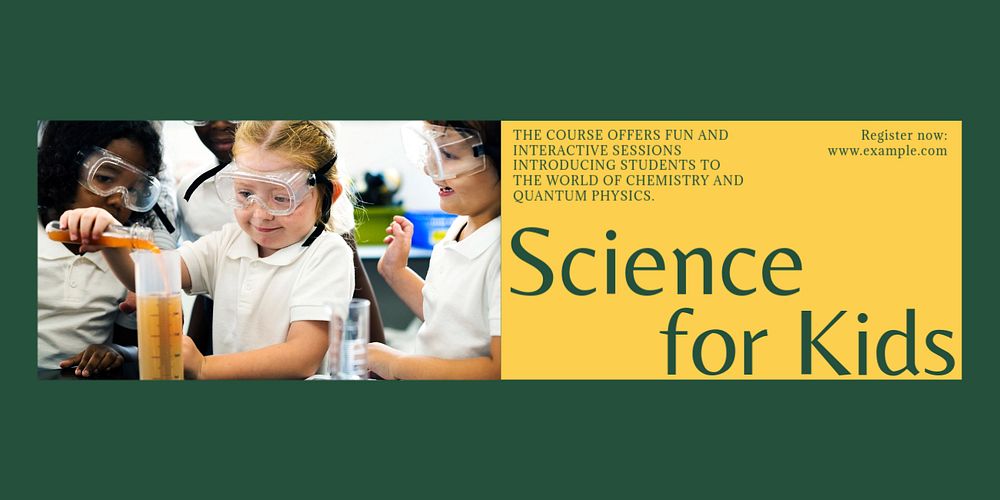 Kids science class Twitter ad template, editable text