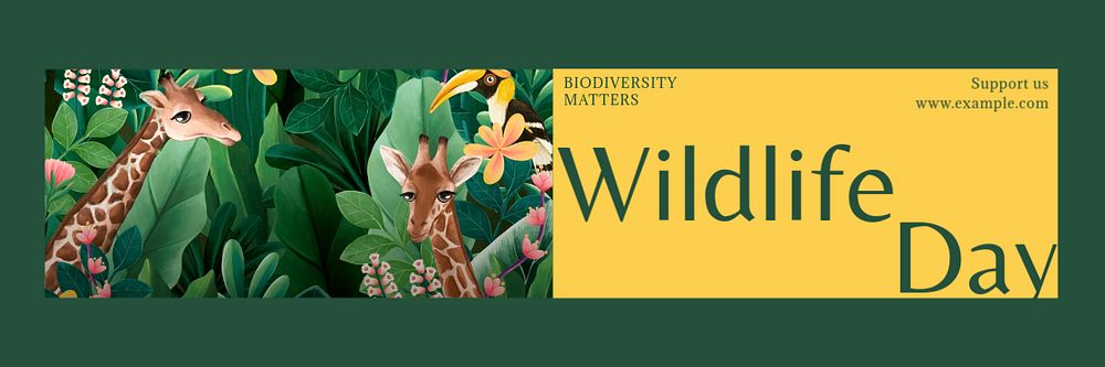 Wildlife day email header template, editable text