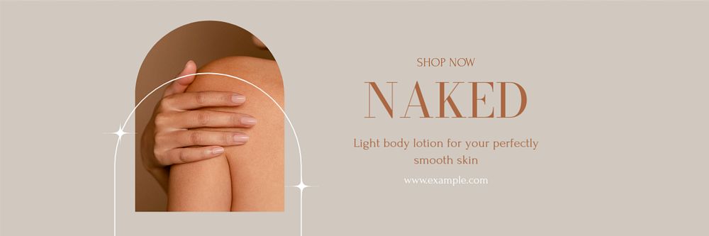 Naked skincare email header template, editable text