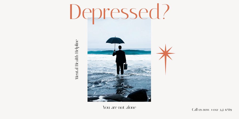 Depression support Twitter ad template, editable text