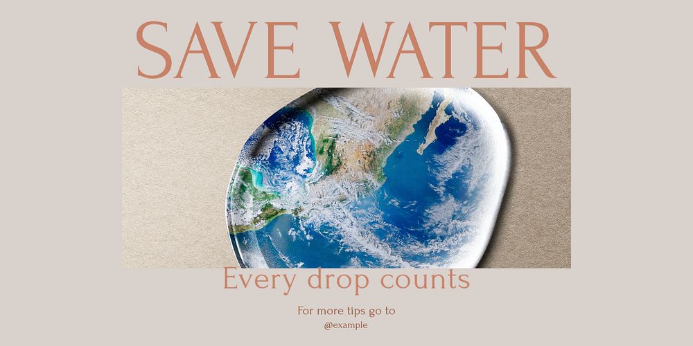 Save water Twitter ad template, editable text