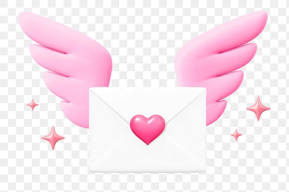 Flying love letter, 3D love illustration, editable design