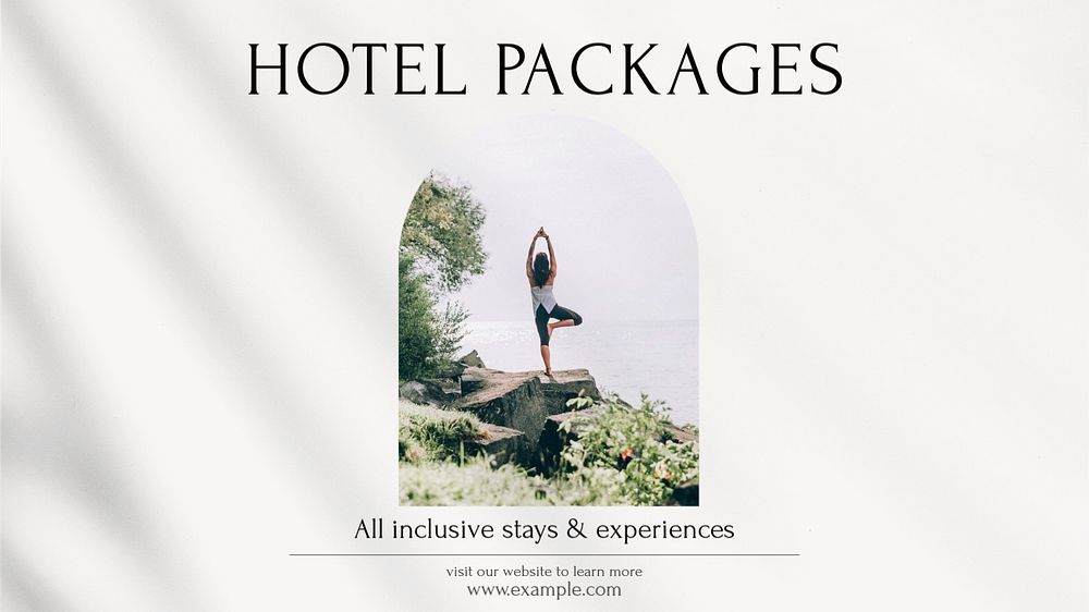 Hotel packages blog banner template, editable text