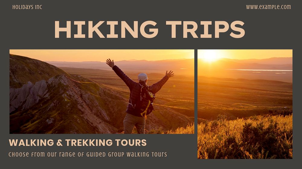 Hiking trips blog banner template, editable text