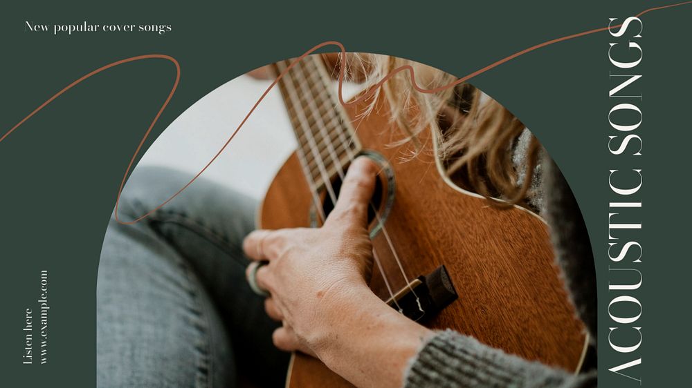 Acoustic songs blog banner template, editable text