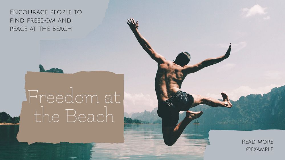 Beach social blog banner template, editable text