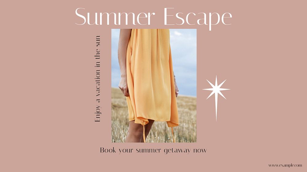 Summer escape blog banner template, editable text