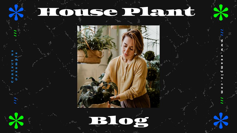 Houseplant lover blog blog banner template, editable text