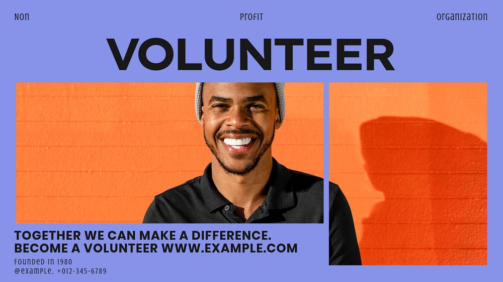 Volunteer community blog banner template, editable text