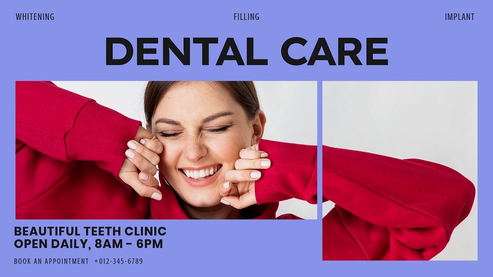 Dental care blog banner template, editable text