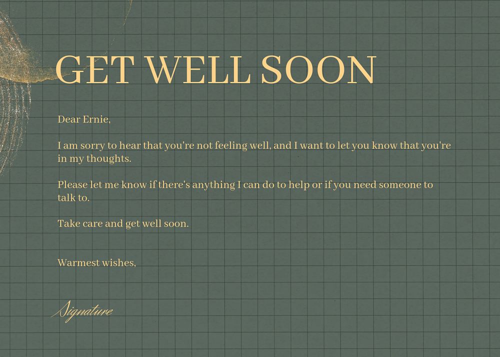 Get well soon editable card template