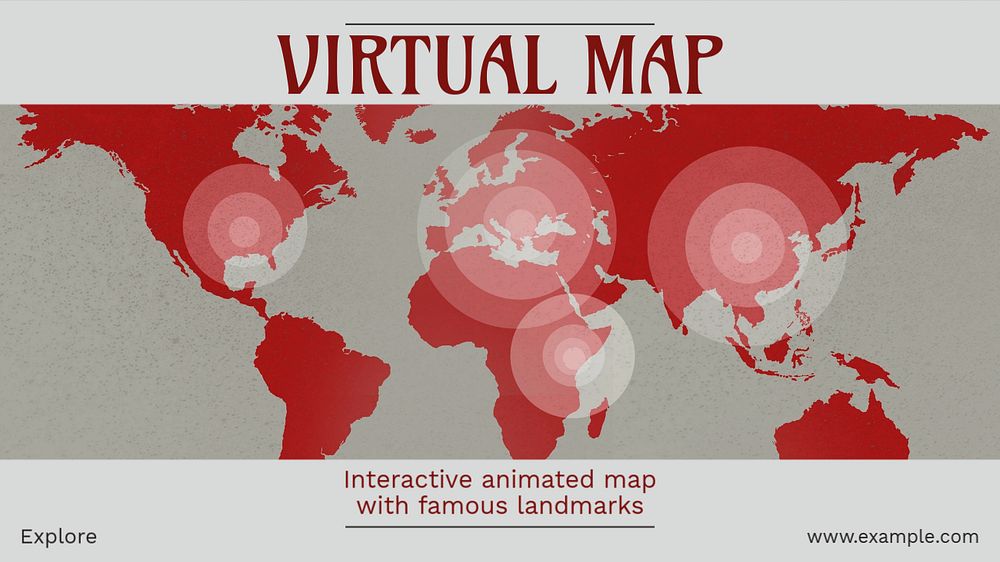 Virtual map blog banner template, editable text