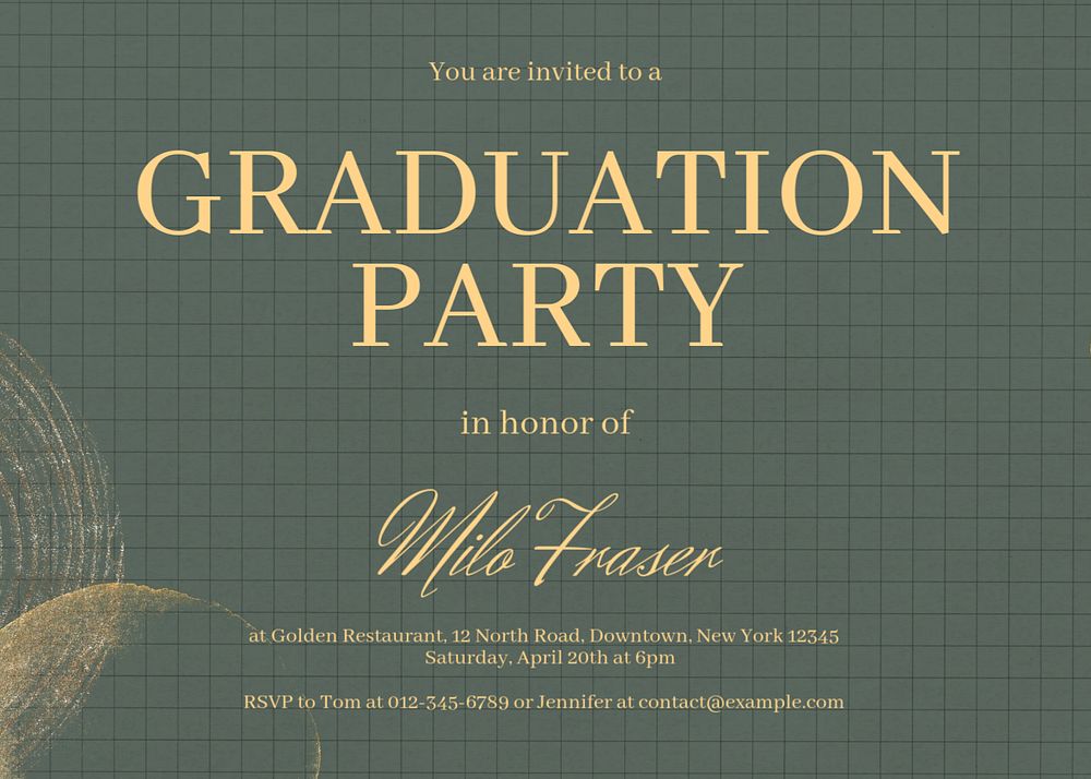 Graduation party invitation editable card template