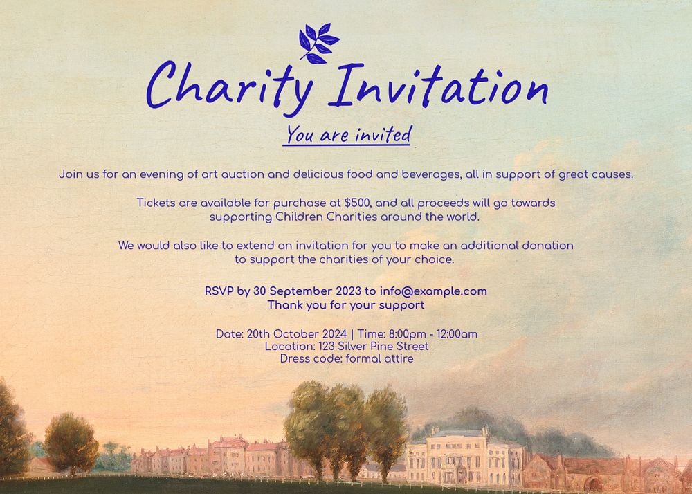 Charity invitation editable invitation template