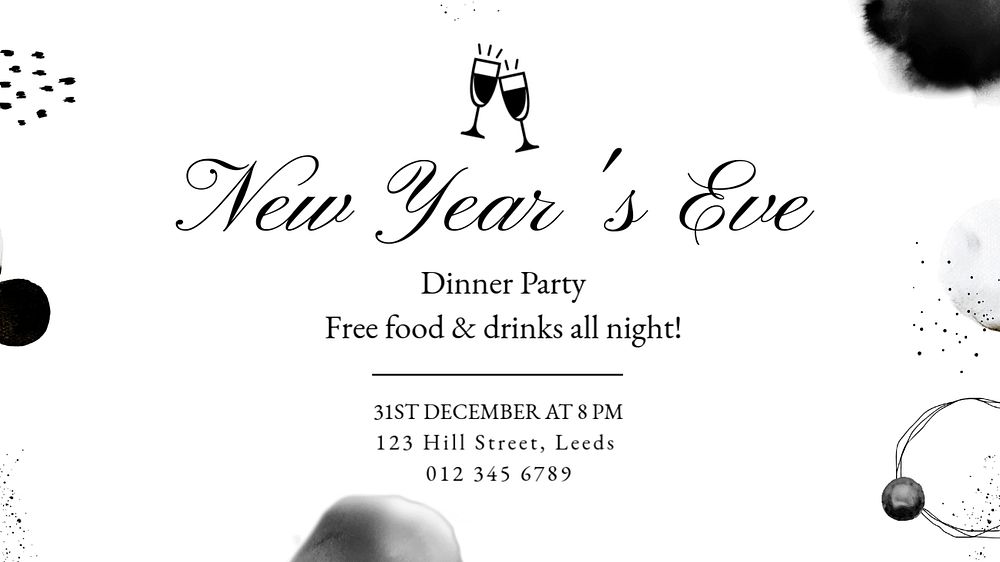 New year's eve party blog banner template, editable text