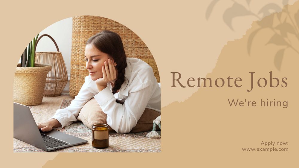 Remote jobs blog banner template, editable text