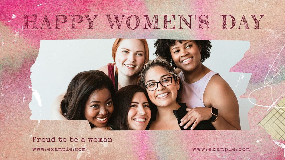 Happy women's day blog banner template, editable text