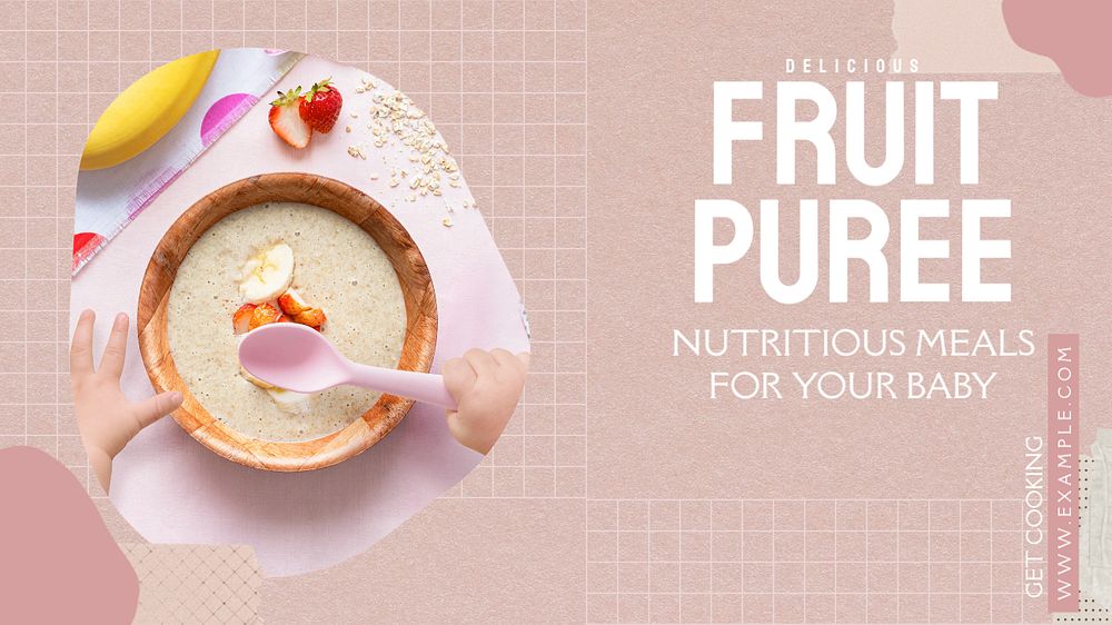 Fruit puree blog banner template, editable text