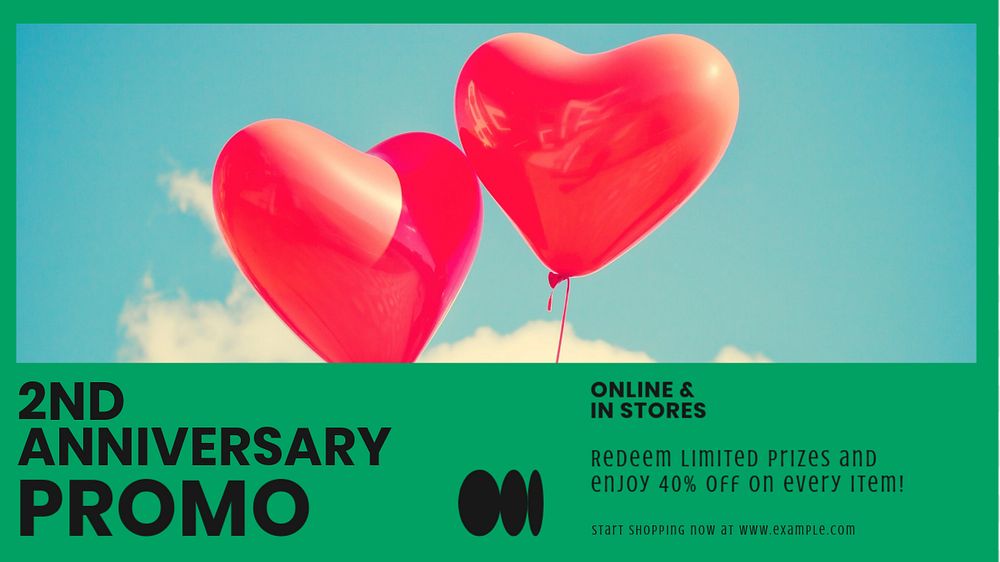 Anniversary promotion blog banner template, editable text